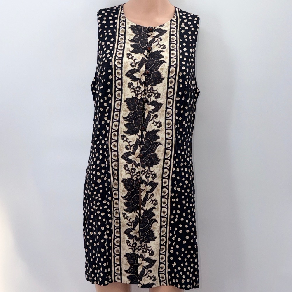 Jennifer Jeffries VTG 14 Sleeveless Linen Blend USA 90s Boho Artsy Grunge Goth